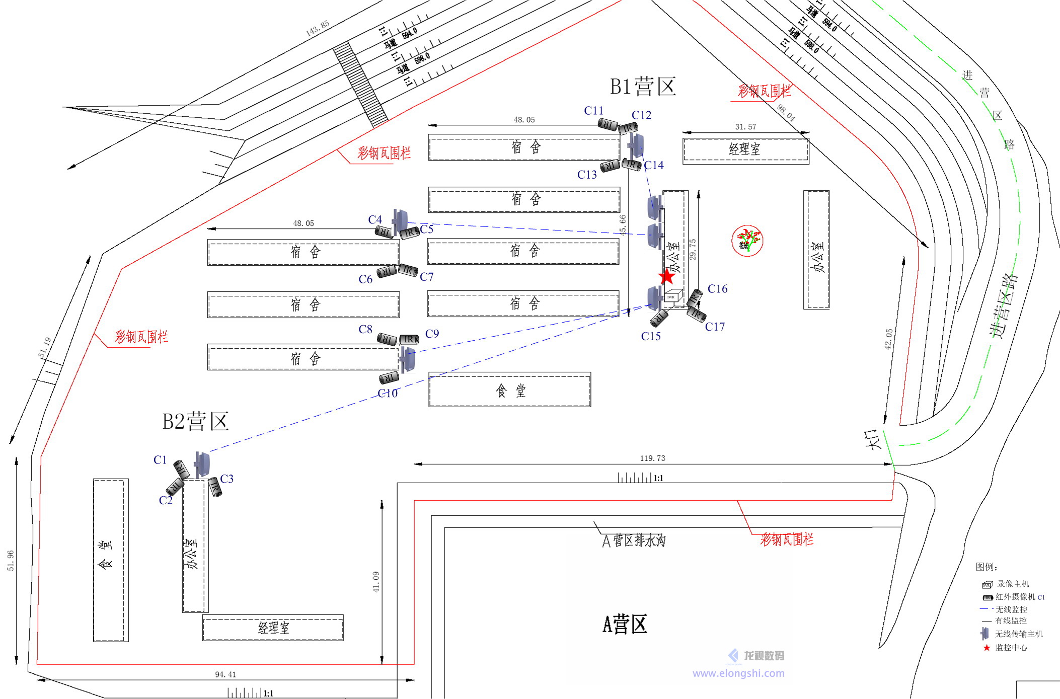 施工工地无线视频监控系统案例，现场监控点布局1