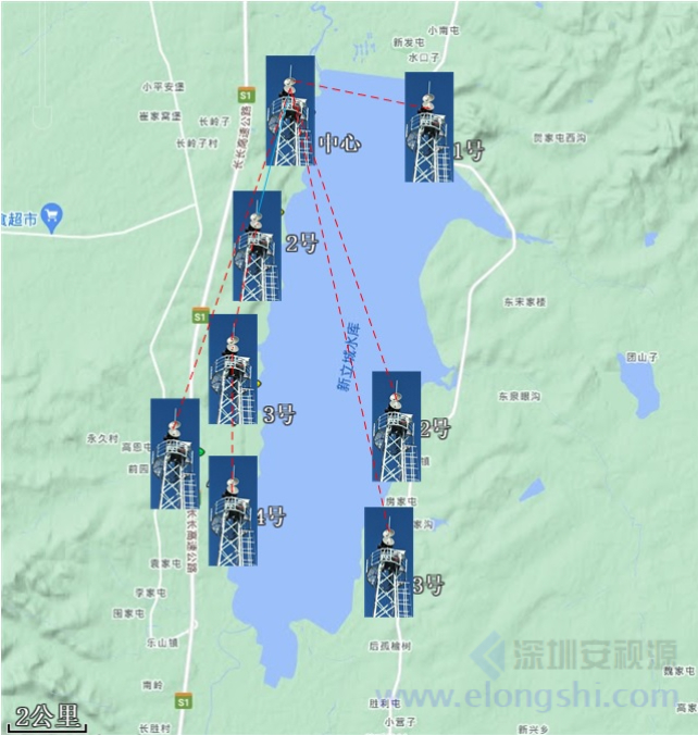 吉林新立城水库微波监控系统点位布局